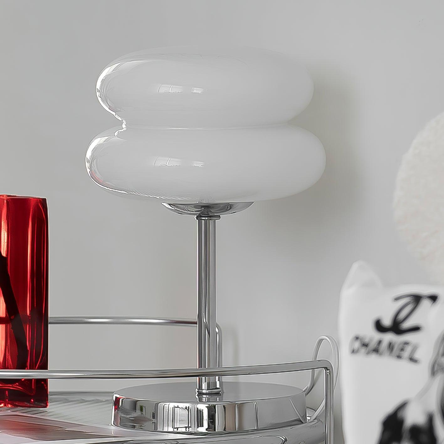 Saturn Ring Glass Table Lamp with Chrome Base and Sphere Shade