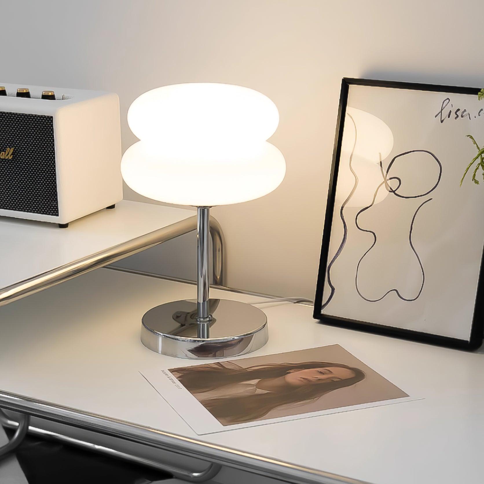 Saturn Ring Glass Table Lamp with Chrome Base and Sphere Shade