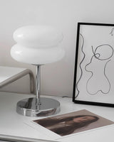 Saturn Ring Glass Table Lamp with Chrome Base and Sphere Shade
