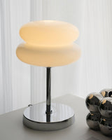 Saturn Ring Glass Table Lamp with Chrome Base and Sphere Shade