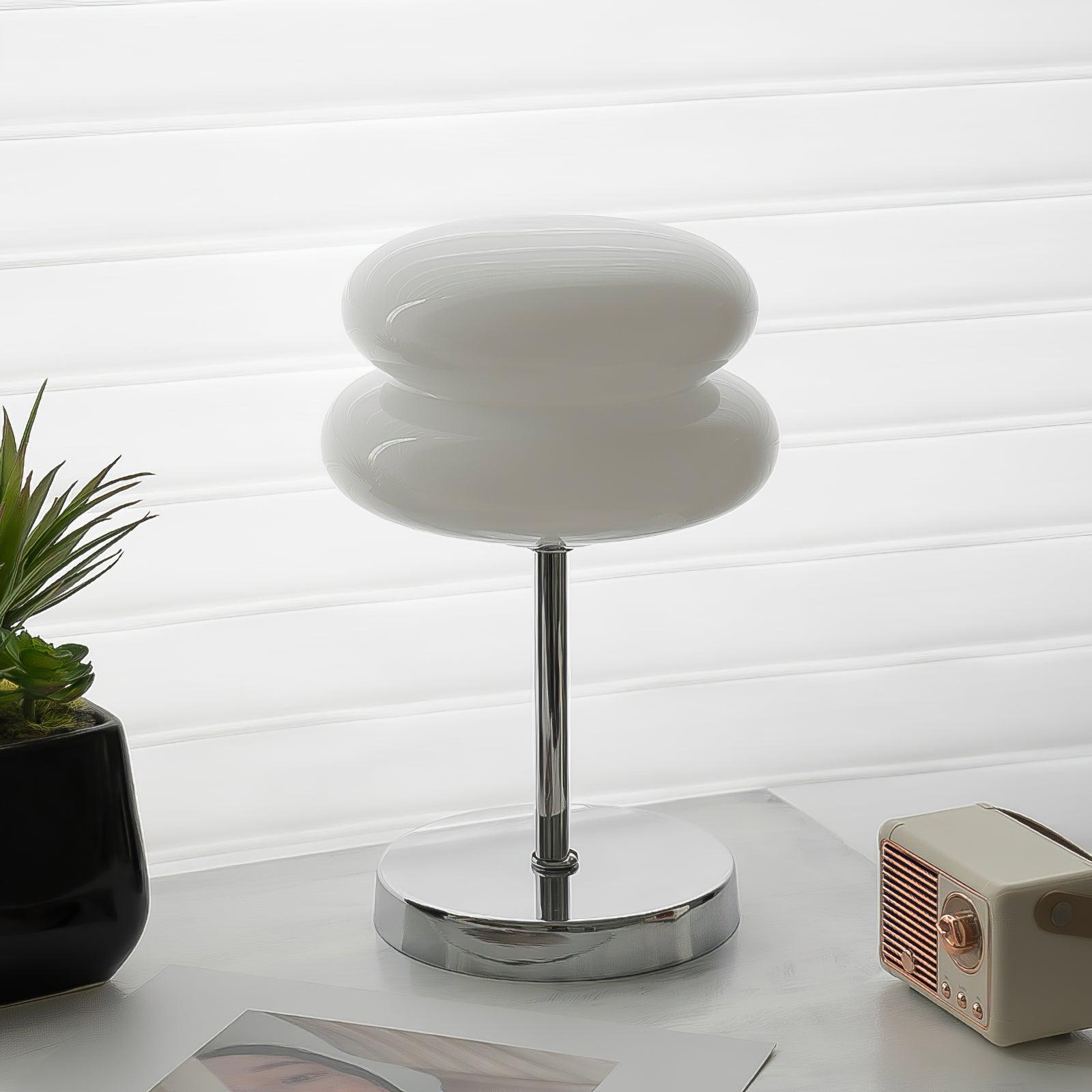 Saturn Ring Glass Table Lamp with Chrome Base and Sphere Shade
