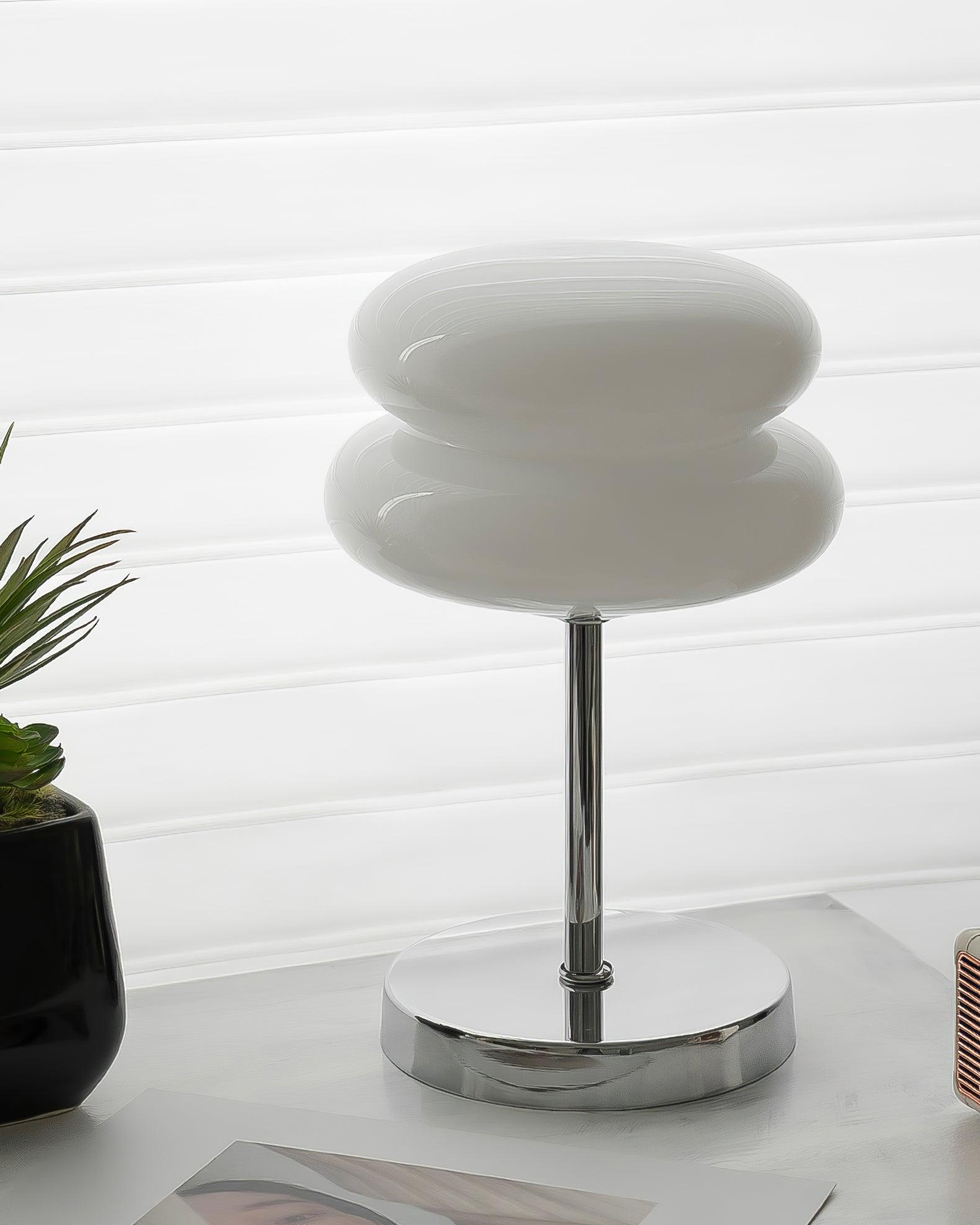 Saturn Ring Glass Table Lamp with Chrome Base and Sphere Shade