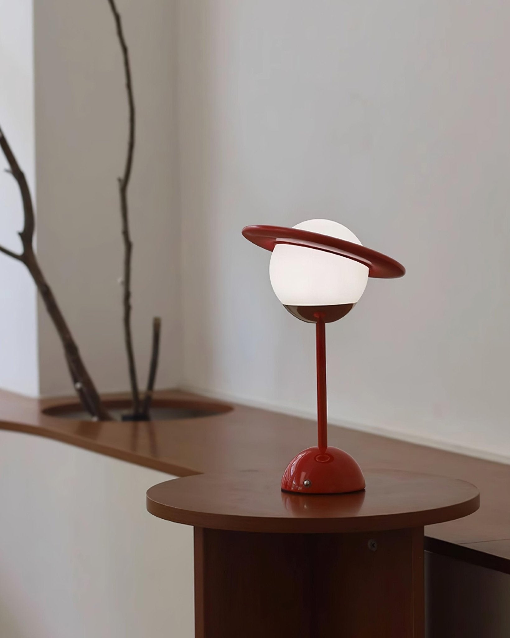 Modern Saturn Planet Geometric LED Table Lamp with Spherical Glass Diffuser
