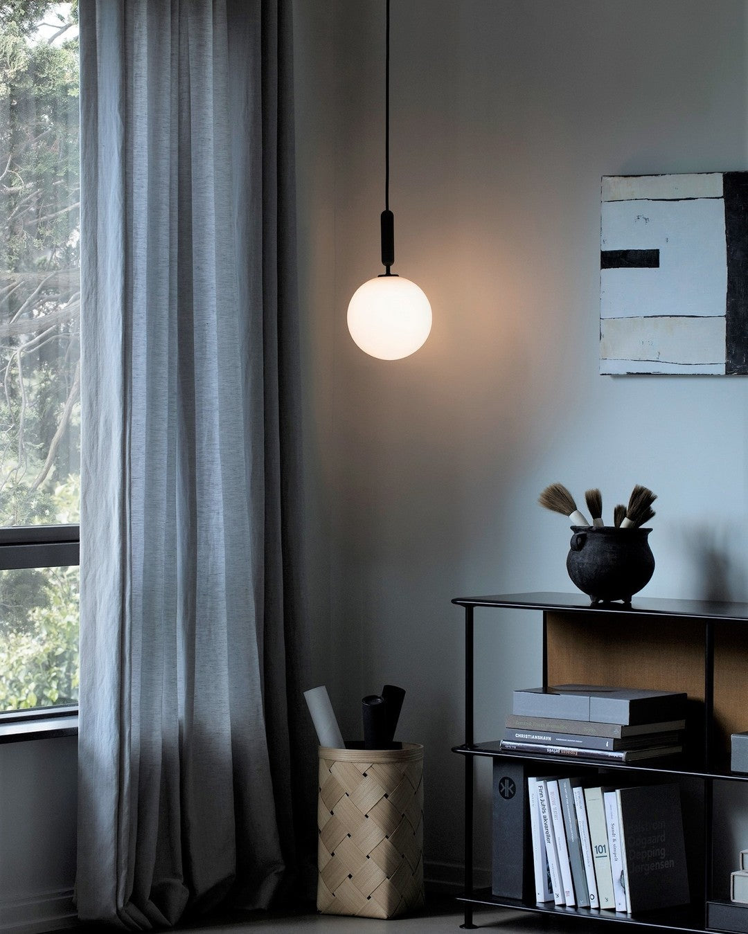 Modern Glass Sphere Pendant Light Nordic Mouth Blown Hanging Lamp for Dining Room and Kitchen