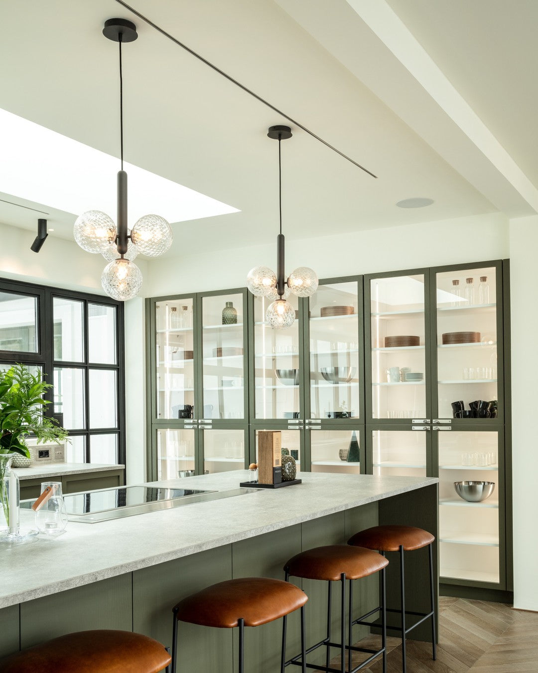 Modern Glass Sphere Pendant Light Nordic Mouth Blown Hanging Lamp for Dining Room and Kitchen