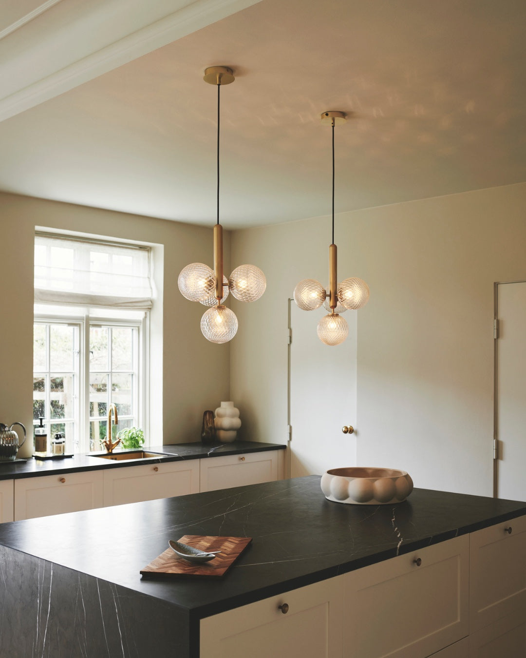 Modern Glass Sphere Pendant Light Nordic Mouth Blown Hanging Lamp for Dining Room and Kitchen