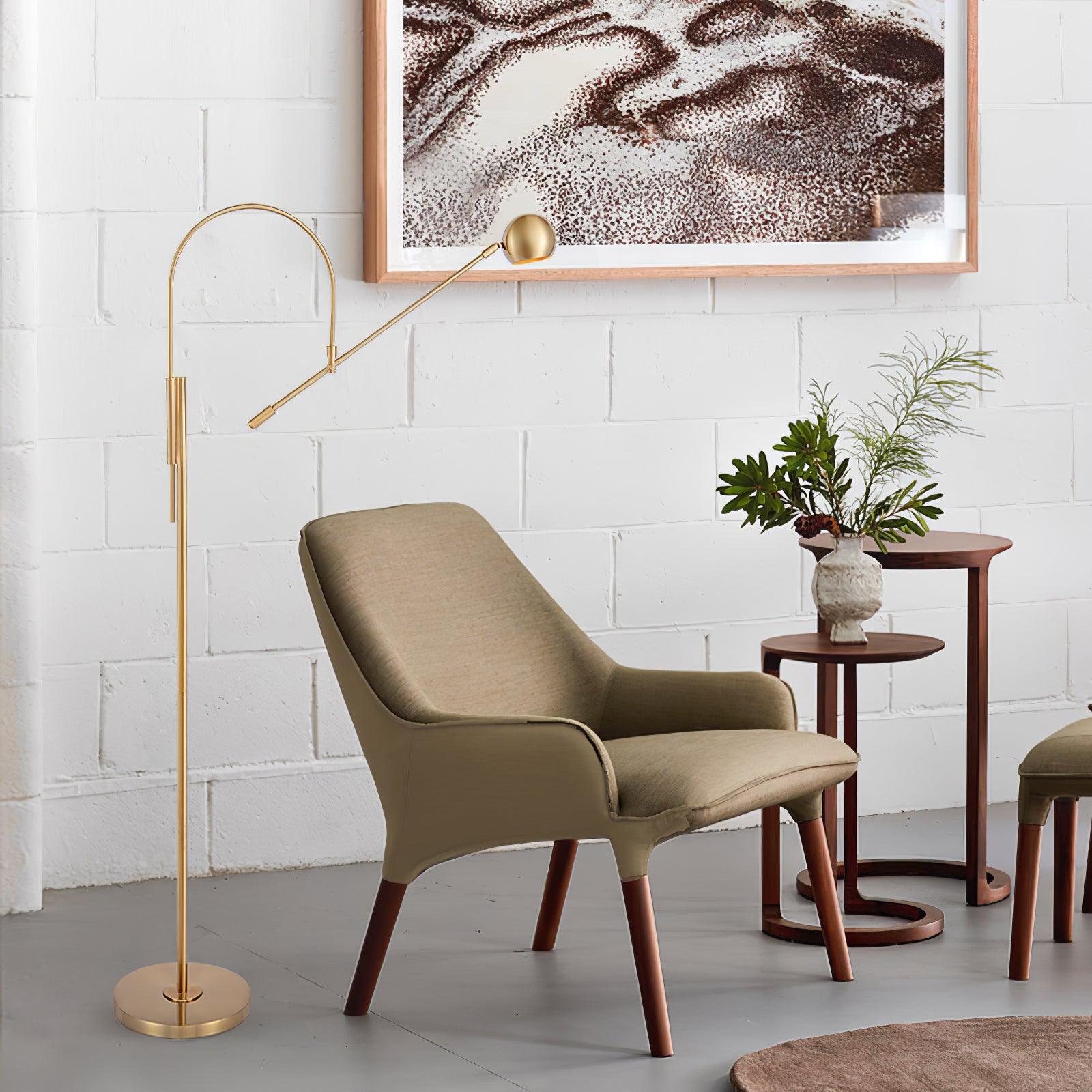 Modern Scandinavian Gold Floor Lamp for Ambient Living Room and Bedroom Lighting