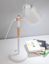 Modern Minimalist Wood and Metal Task Lamp Adjustable Rotating Office Desk Light