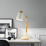 Modern Minimalist Wood and Metal Task Lamp Adjustable Rotating Office Desk Light