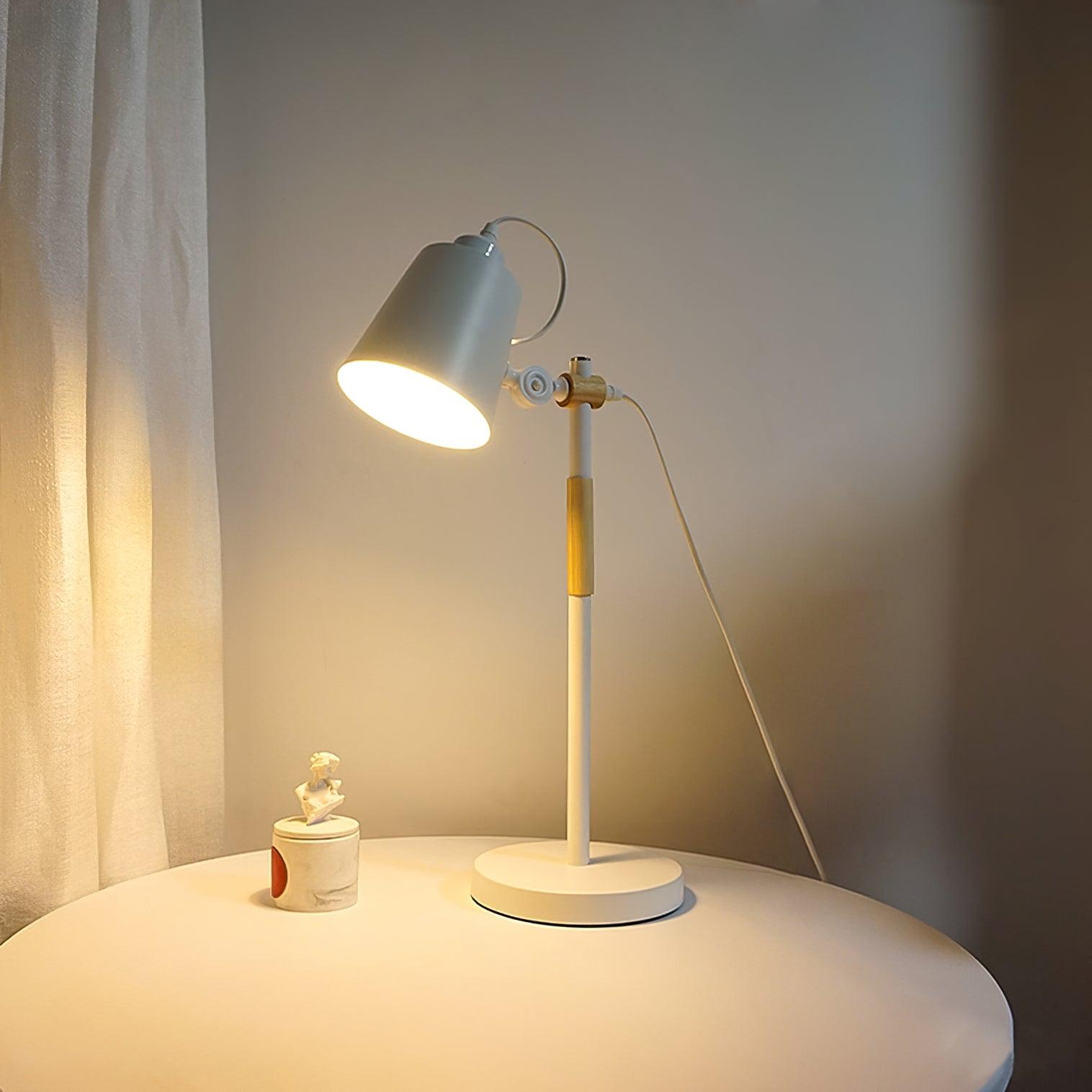 Modern Minimalist Wood and Metal Task Lamp Adjustable Rotating Office Desk Light