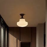 Modern Ribbed Glass Schoolhouse Flush Mount Ceiling Light for Kitchen and Entryway