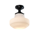 Modern Ribbed Glass Schoolhouse Flush Mount Ceiling Light for Kitchen and Entryway