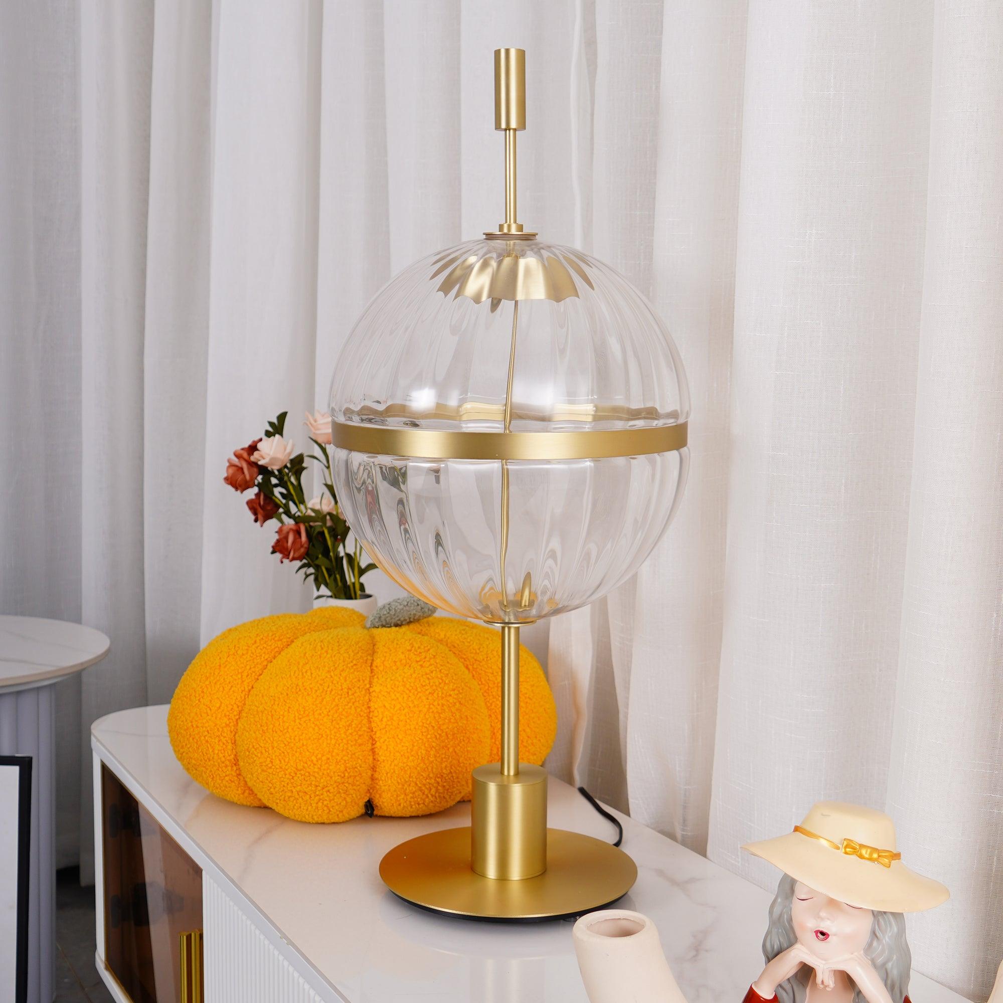Elegant Sebastian LED Reading Lamp with Fluted Glass Shade and Gold Metal Base