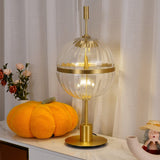 Elegant Sebastian LED Reading Lamp with Fluted Glass Shade and Gold Metal Base