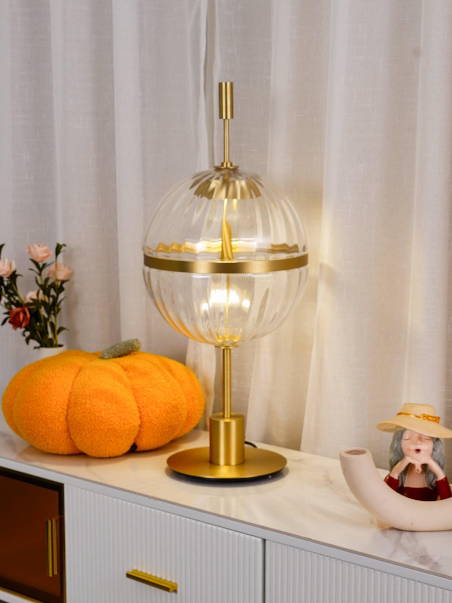Elegant Sebastian LED Reading Lamp with Fluted Glass Shade and Gold Metal Base