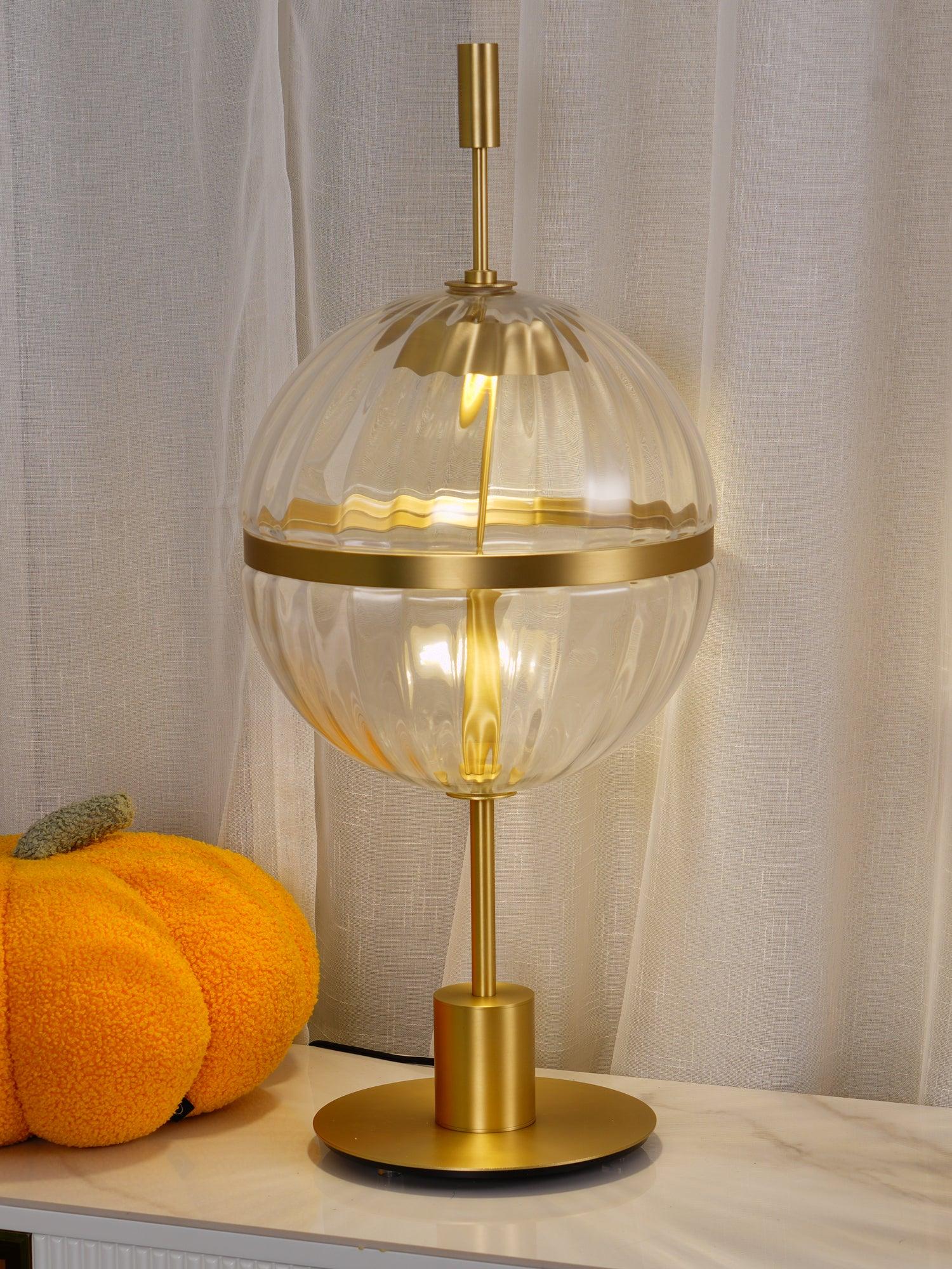 Elegant Sebastian LED Reading Lamp with Fluted Glass Shade and Gold Metal Base