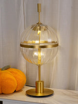 Elegant Sebastian LED Reading Lamp with Fluted Glass Shade and Gold Metal Base