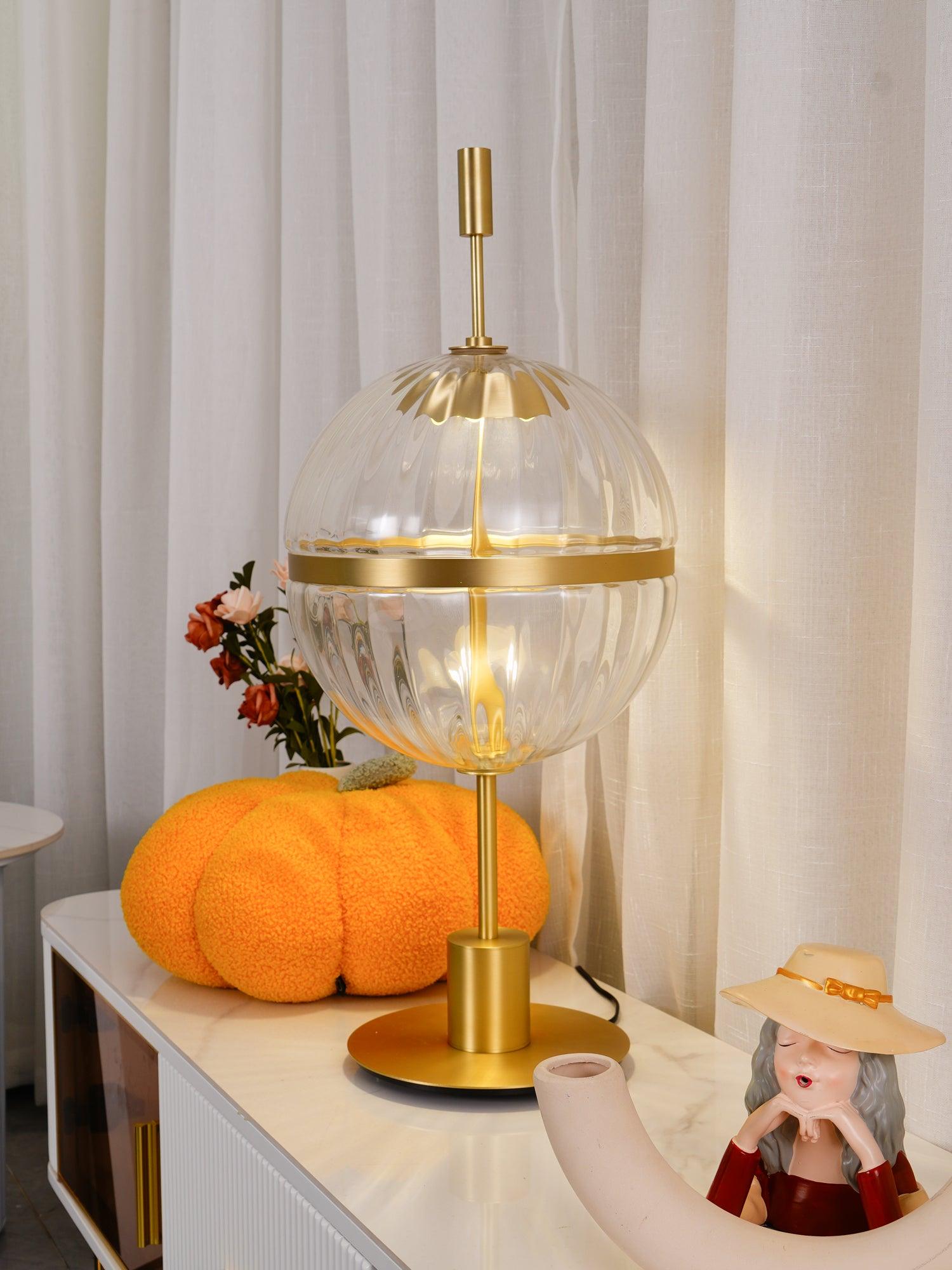 Elegant Sebastian LED Reading Lamp with Fluted Glass Shade and Gold Metal Base