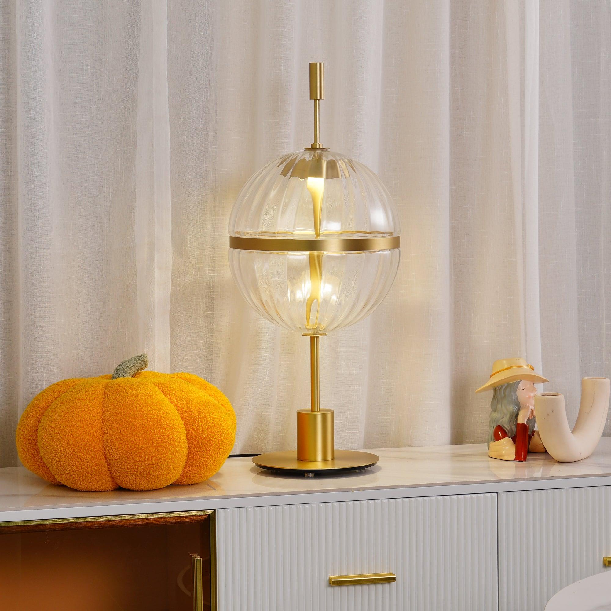 Elegant Sebastian LED Reading Lamp with Fluted Glass Shade and Gold Metal Base