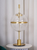 Elegant Sebastian LED Reading Lamp with Fluted Glass Shade and Gold Metal Base