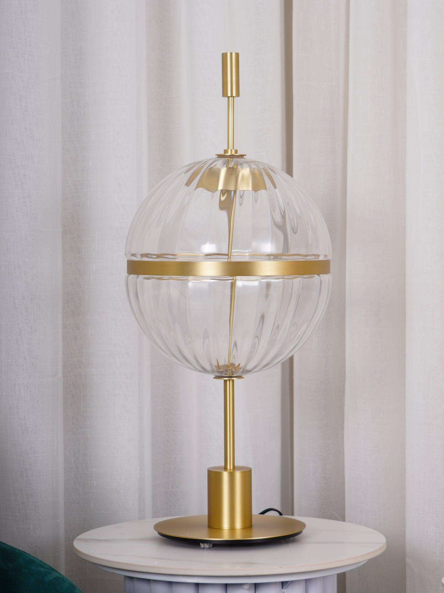 Elegant Sebastian LED Reading Lamp with Fluted Glass Shade and Gold Metal Base