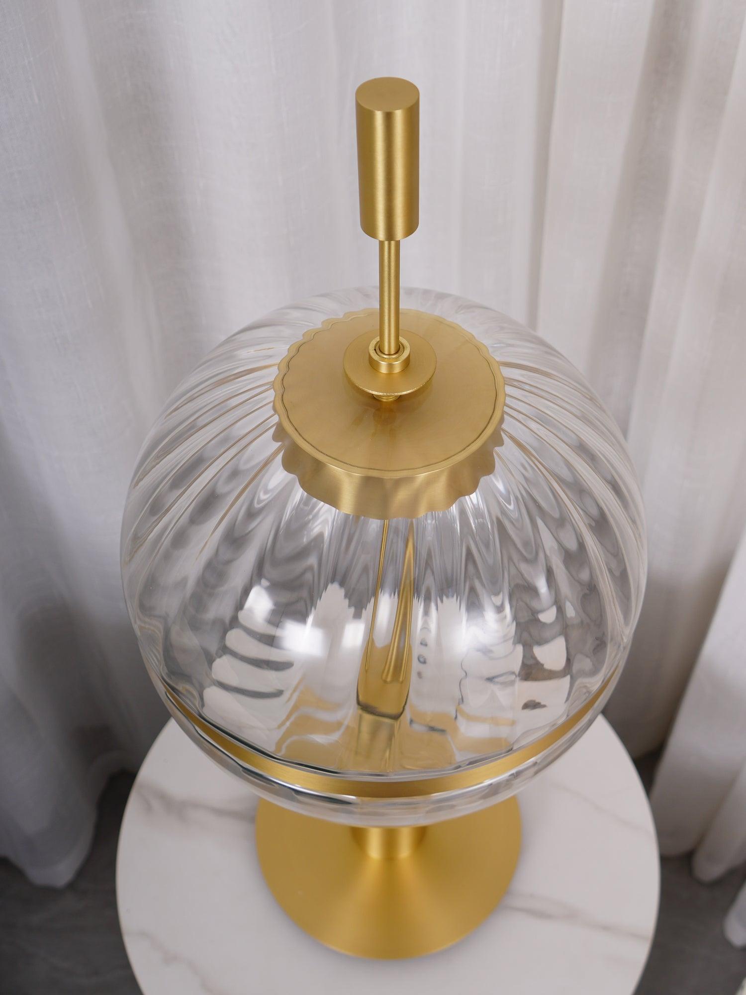 Elegant Sebastian LED Reading Lamp with Fluted Glass Shade and Gold Metal Base