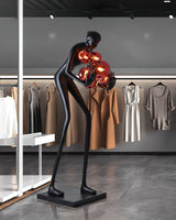 Sentinel Sculpture Floor Lamp Artistic Human Figure Standing Light with Glowing Orbs