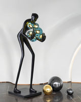 Sentinel Sculpture Floor Lamp Artistic Human Figure Standing Light with Glowing Orbs