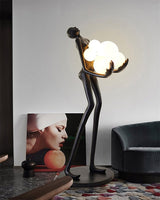 Sentinel Sculpture Floor Lamp Artistic Human Figure Standing Light with Glowing Orbs