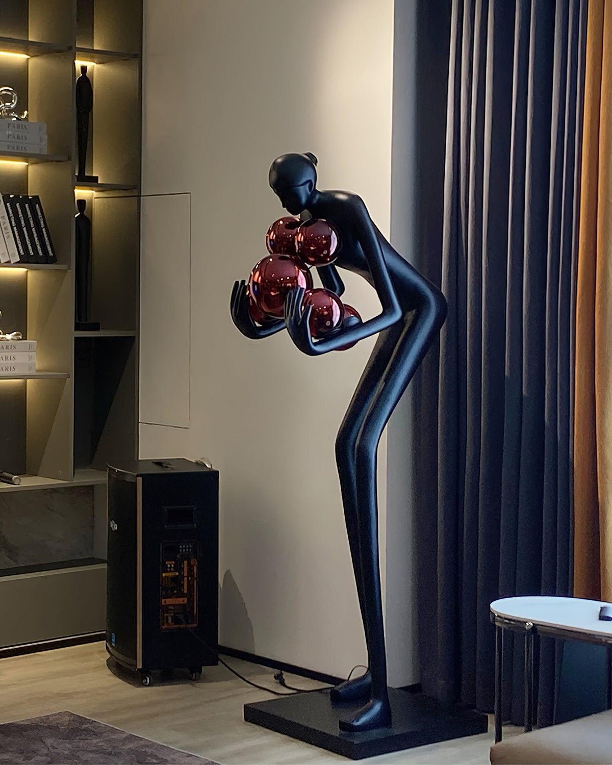 Sentinel Sculpture Floor Lamp Artistic Human Figure Standing Light with Glowing Orbs