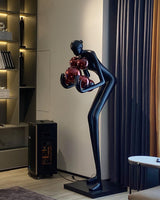 Sentinel Sculpture Floor Lamp Artistic Human Figure Standing Light with Glowing Orbs