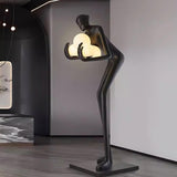 Sentinel Sculpture Floor Lamp Artistic Human Figure Standing Light with Glowing Orbs