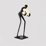 Sentinel Sculpture Floor Lamp Artistic Human Figure Standing Light with Glowing Orbs