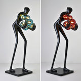 Sentinel Sculpture Floor Lamp Artistic Human Figure Standing Light with Glowing Orbs