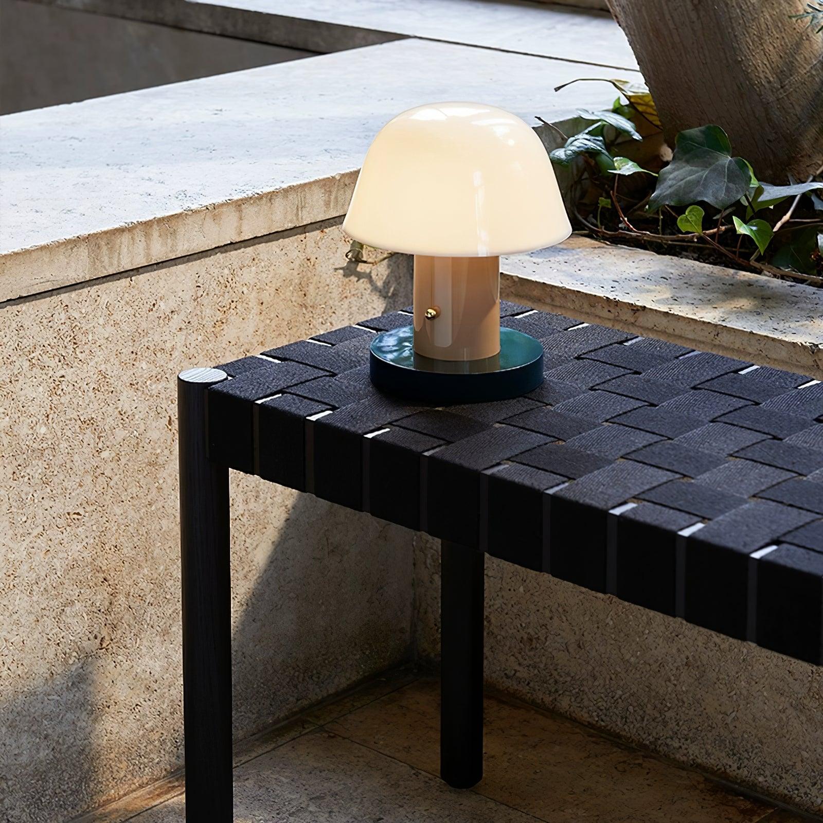 Portable Rechargeable Mushroom Table Lamp with Touch Dimming and Integrated LED