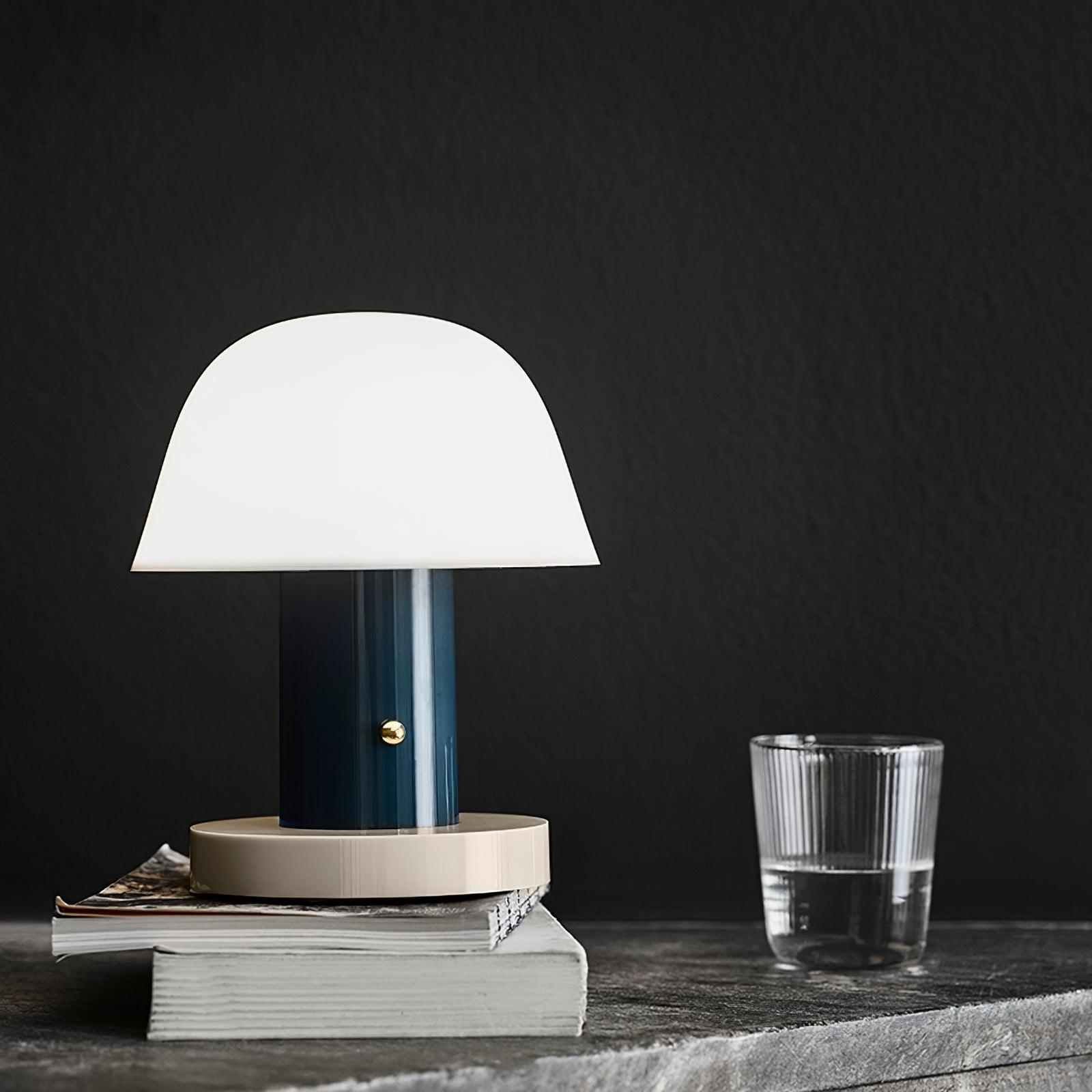 Portable Rechargeable Mushroom Table Lamp with Touch Dimming and Integrated LED
