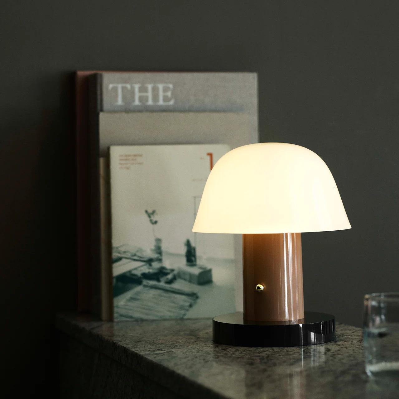 Portable Rechargeable Mushroom Table Lamp with Touch Dimming and Integrated LED