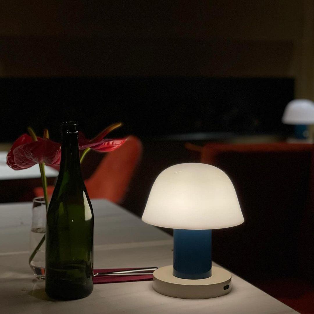 Portable Rechargeable Mushroom Table Lamp with Touch Dimming and Integrated LED