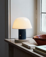 Portable Rechargeable Mushroom Table Lamp with Touch Dimming and Integrated LED