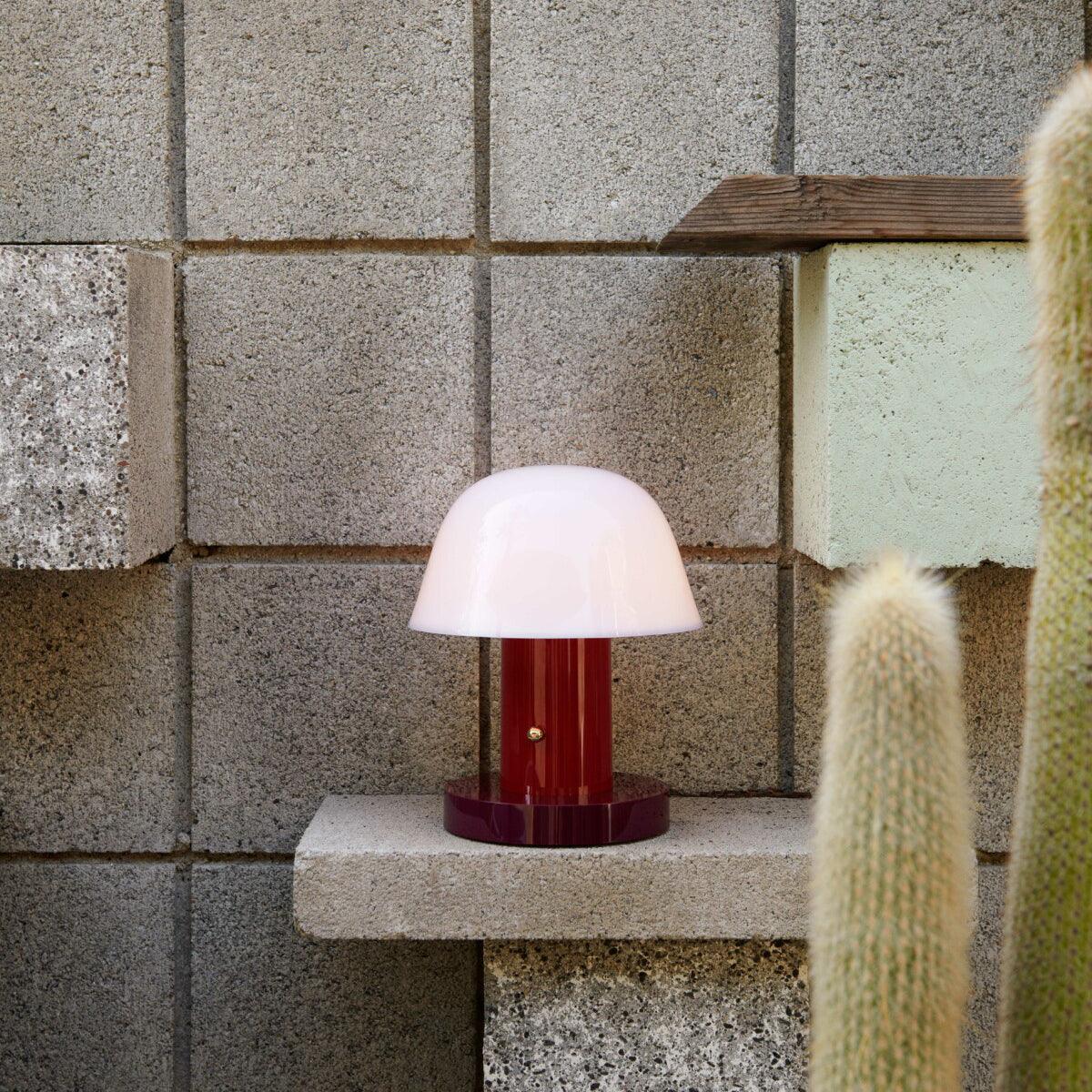Portable Rechargeable Mushroom Table Lamp with Touch Dimming and Integrated LED