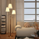 Modern Triple Shade Serenade Floor Lamp with Walnut Wood and Gold Iron Base