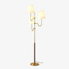 Modern Triple Shade Serenade Floor Lamp with Walnut Wood and Gold Iron Base