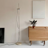 Contemporary Sereno Marble and Polished Stainless Steel Arc Floor Lamp for Living Room