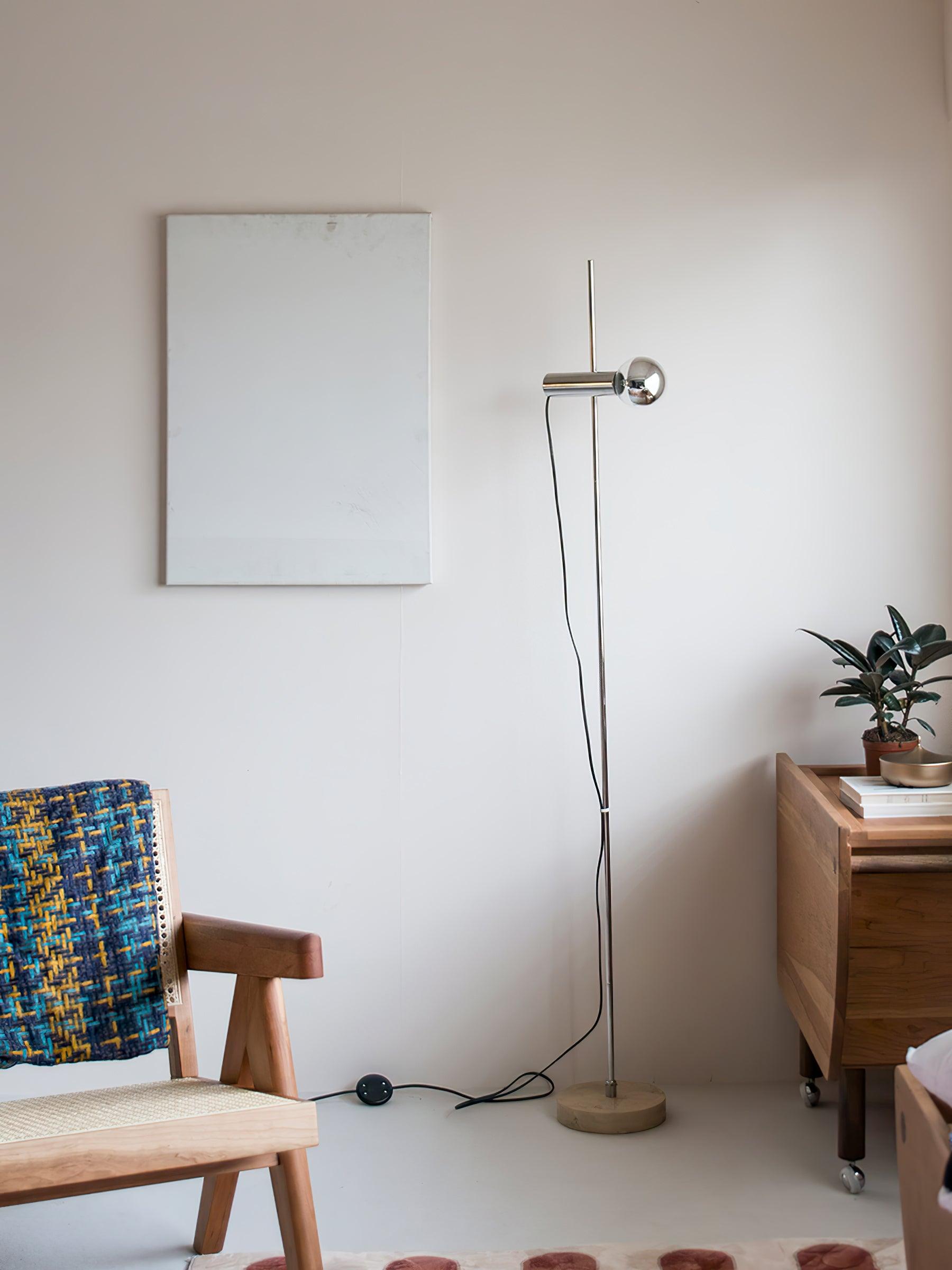 Contemporary Sereno Marble and Polished Stainless Steel Arc Floor Lamp for Living Room