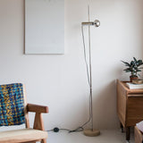 Contemporary Sereno Marble and Polished Stainless Steel Arc Floor Lamp for Living Room