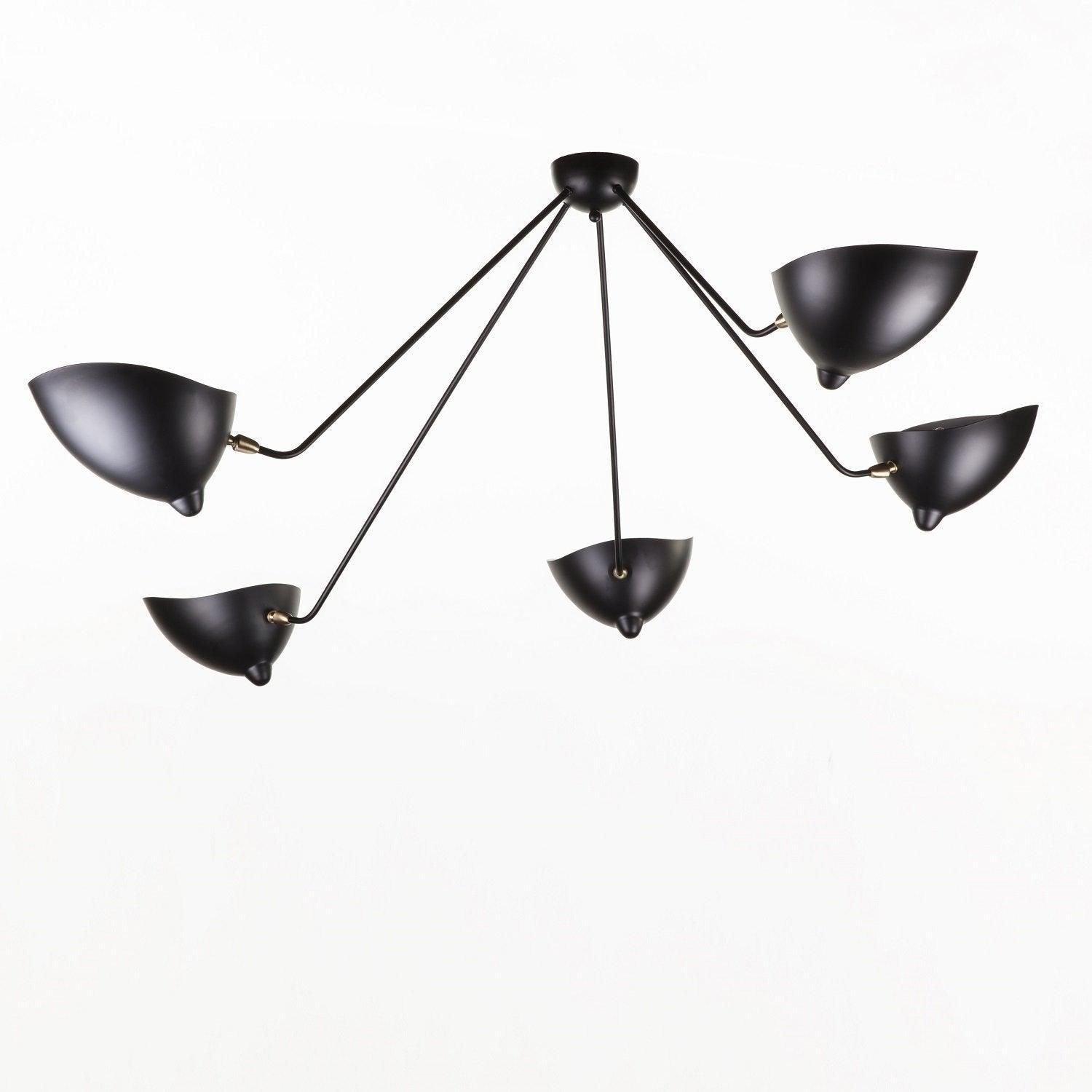 Modern Industrial Multi Arm Spider Chandelier with Adjustable Rotating Steel Arms