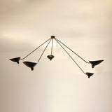 Modern Industrial Multi Arm Spider Chandelier with Adjustable Rotating Steel Arms