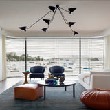 Modern Industrial Multi Arm Spider Chandelier with Adjustable Rotating Steel Arms