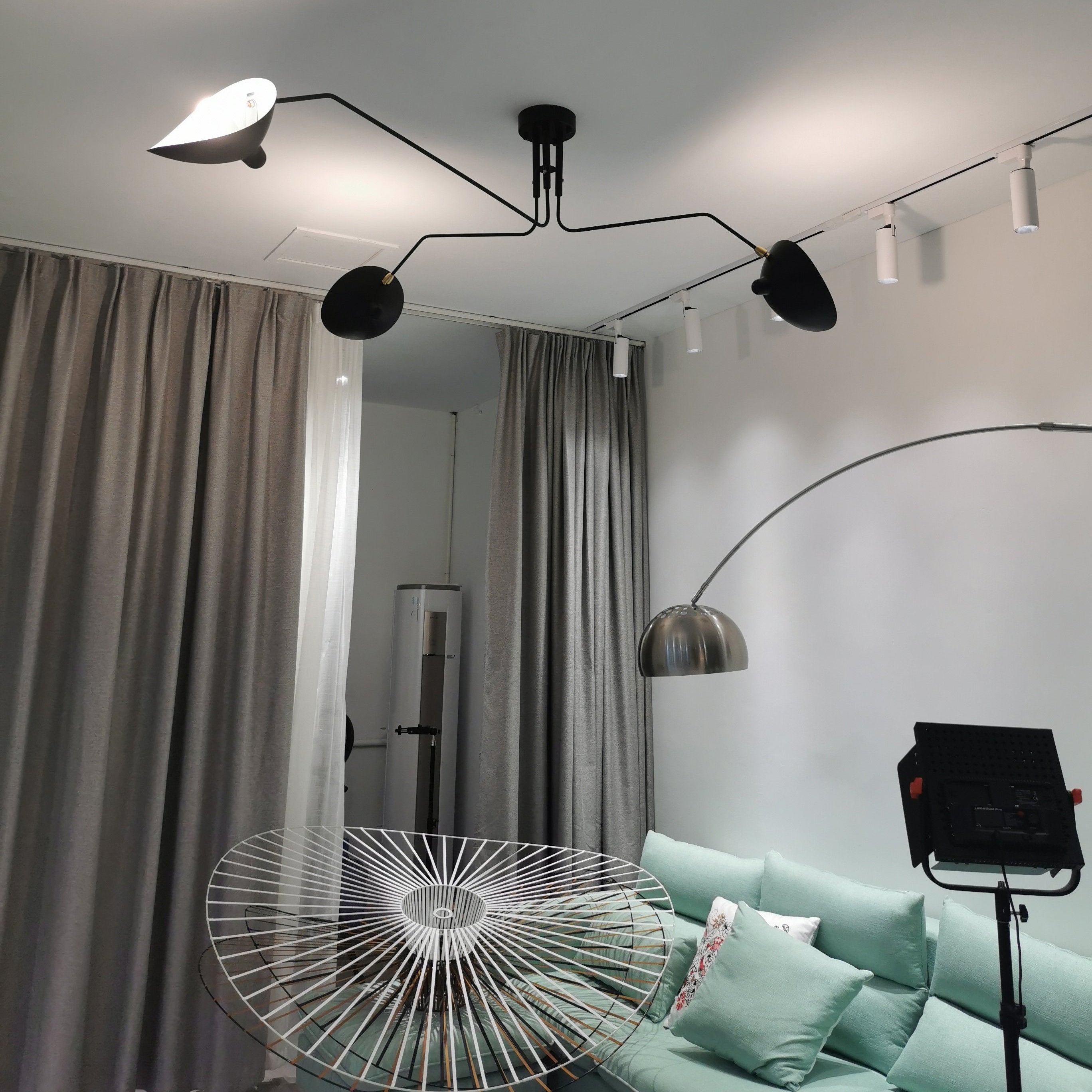 Modern Multi Arm Sculptural Rotating Ceiling Light with Adjustable Heads