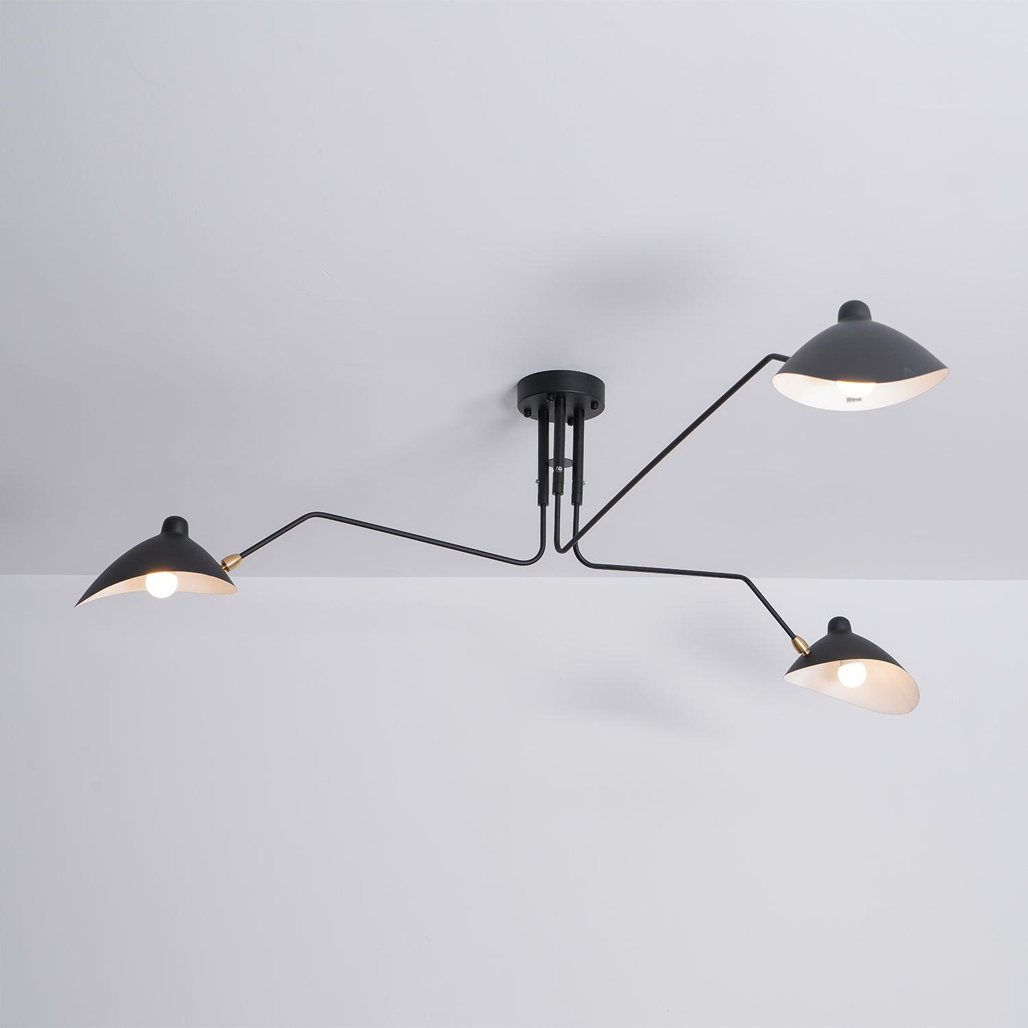 Modern Multi Arm Sculptural Rotating Ceiling Light with Adjustable Heads